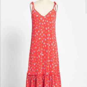 ModCloth floral midi dress spaghetti string